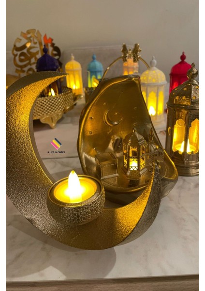 3lü Set Ramazan Şehri / Feneri ve - Düğün Süslemesi Ev Ofis Nikah Islamicıl Bayram Hediyesi