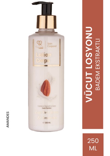 Amandes Vücut Losyonu | Badem Yağı ve Yasemin Ekstraktlı Nemlendirici | 250 ml