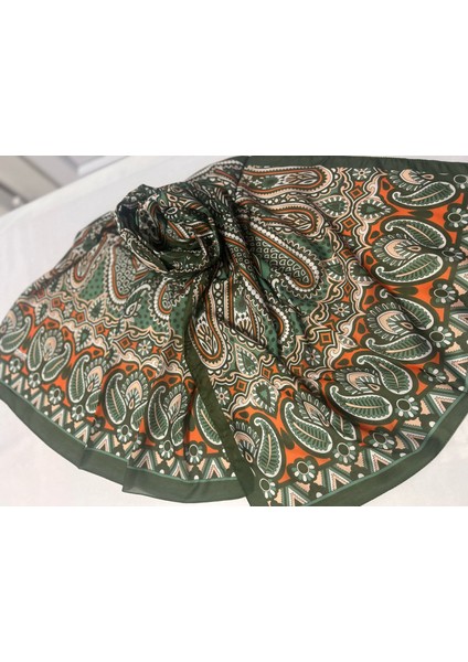 Kadın Pamuklu Haki Retro Etnik Şal