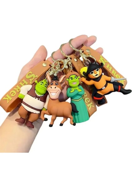 Theseul 3D Lüx Büyük Boy Kauçuk Yeni Tasarım Shrek Karikatür Anahtarlık Kolye-Çanta Süsü modelleri