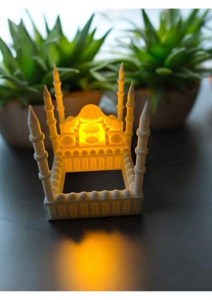 Sultanahmet Camii Şeklinde Tealight Mum Aydınlatmalı Islami Dekoratif Obje