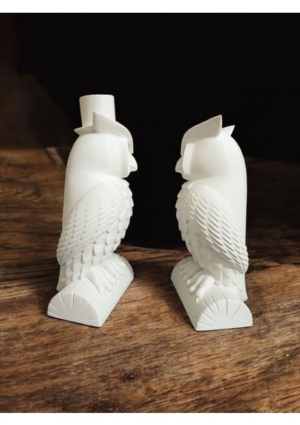 Baykuş 2'li Eş Figür Biblo Dekor 15X8X6 cm - 13,5X7X6 cm
