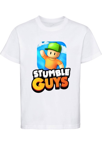 Stumble Guys Tshirt Çocuk Tişört Beyaz Unisex