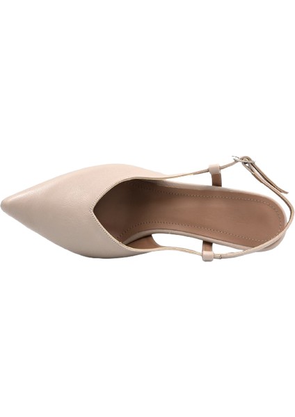 Kapalı Burun Toka Detaylı Topuklu Kadın Ayakkabı Bej indirimleri