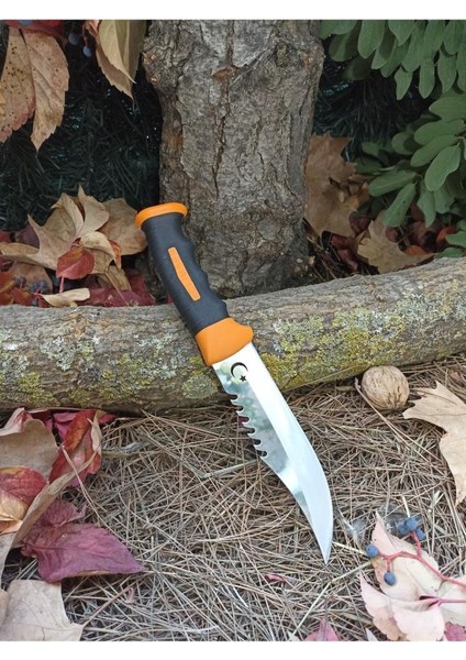 29CM Büyük Boy Avcı Ayyıldız Model Silikon Kabze Taktikal Turuncu Komando Kamp Bıçağı