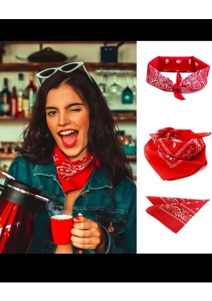 %100 Pamuklu Ekstra Yumuşak Etnik Desenli Bandana
