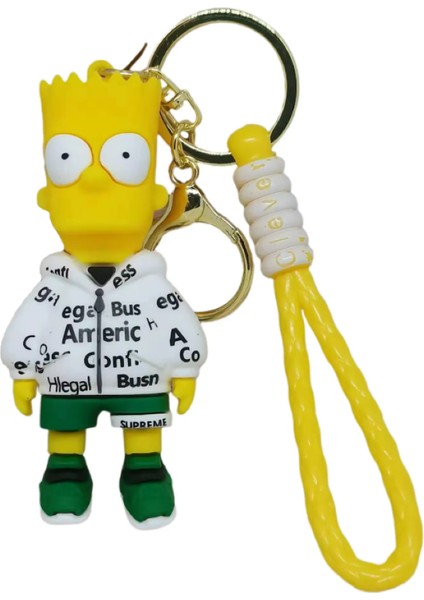 3D Silikon Büyük Boy Kalite Simpsons Anime Figürlü Silikon Anahtarlık, Çanta Süsü
