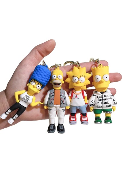 3D Silikon Büyük Boy Kalite Simpsons Anime Figürlü Silikon Anahtarlık, Çanta Süsü modelleri