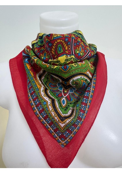 %100 Pamuklu Ekstra Yumuşak Unısex Bandana Etnik Desen