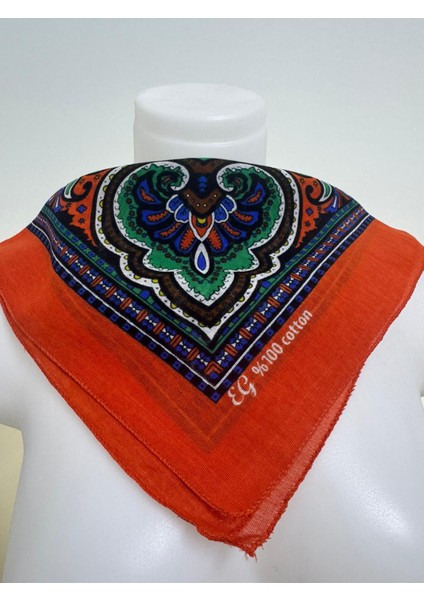 %100 Pamuklu Ekstra Yumuşak Unısex Bandana Etnik Desen