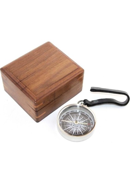 Ahşap Kutulu Krom Pusula