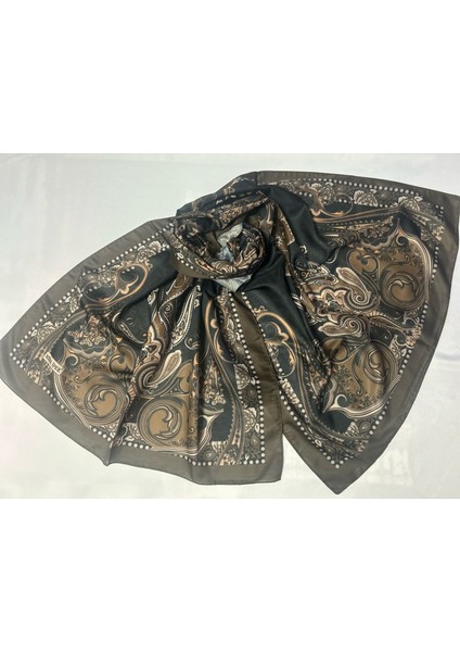 Kadın Pamuklu Mat Sarı Siyah Retro Etnik Şal