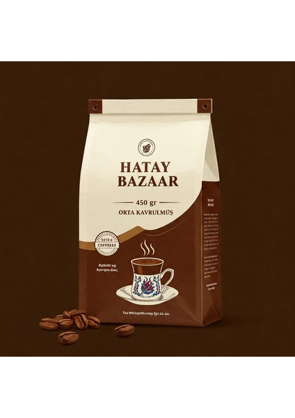 Hataybazaar Türk Kahvesi - Usulü Taze Çekim (Orta Kavrulmuş - Yumuşak Içim) - 450 Gr