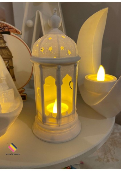 Ramazan Feneri - (Tealight LED Hediyeli ) Fanos Ev Ofis Süsü Hoşgeldin Ramazan Işık Modern Dekorati modelleri