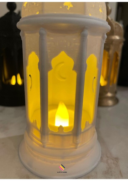 Ramazan Feneri - (Tealight LED Hediyeli ) Fanos Ev Ofis Süsü Hoşgeldin Ramazan Işık Modern Dekorati fırsatları
