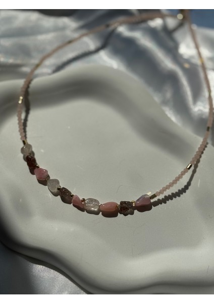 Pembe Kuvars Taşlı Kolye fiyatları