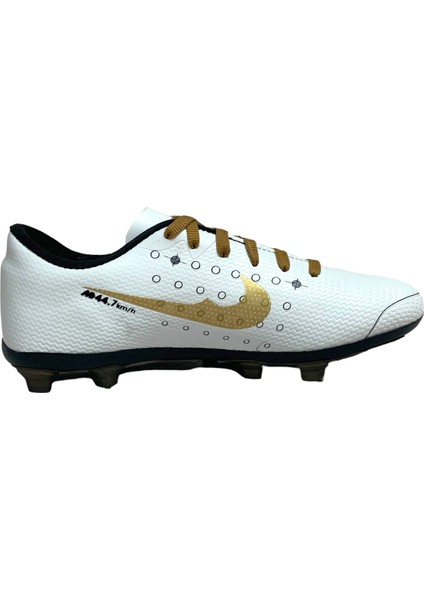 001 Erkek Çocuk Krampon Futbol Ayakkabısı Beyaz-Altın modelleri