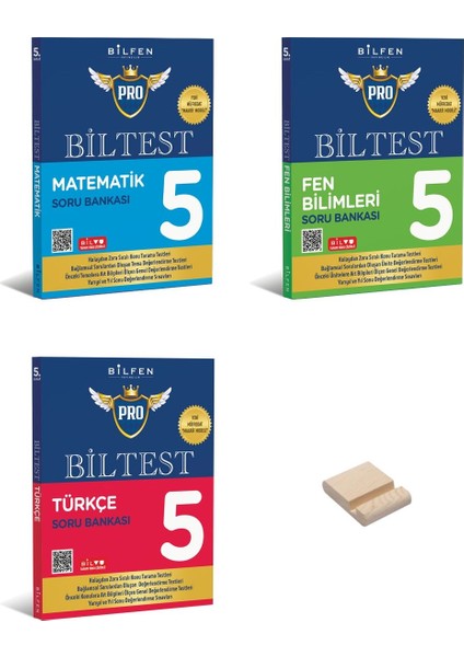 5. Sınıf Biltest Serisi Matematik Fen Bilimleri ve Türkçe 3lü Set Soru Bankası + Telefon Tutucu