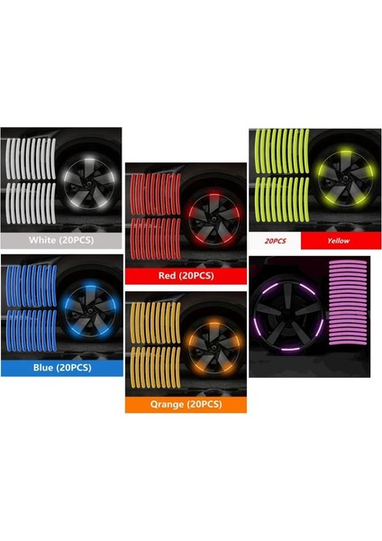 1 Set ( 20 Adet ) Jant Reflektör Rim Sticker Car & Motorcyde & Bıcycle