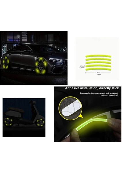 1 Set ( 20 Adet ) Jant Reflektör Rim Sticker Car & Motorcyde & Bıcycle