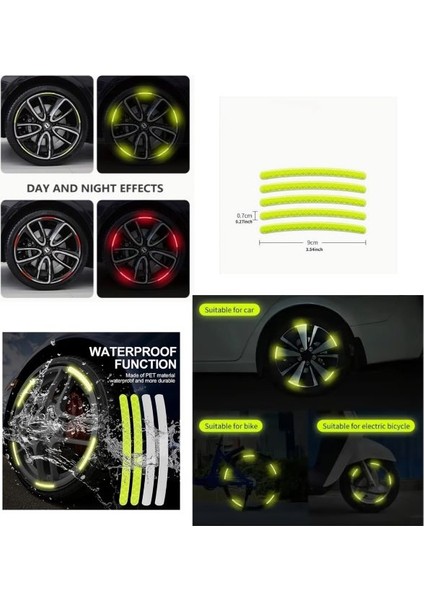 1 Set ( 20 Adet ) Jant Reflektör Rim Sticker Car & Motorcyde & Bıcycle