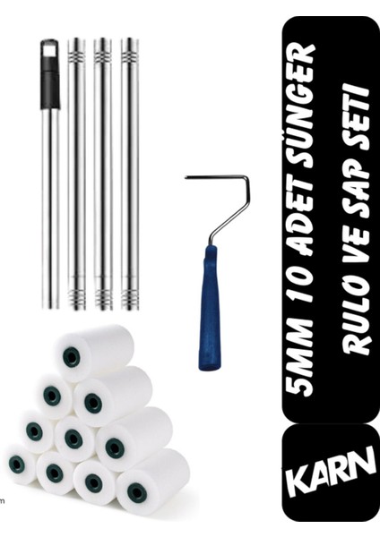5 cm Sünger Rulo,rulo Sapı,uzatma Sapı 4 Parçalı Set