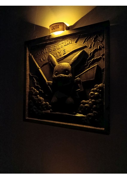 Seni Seçtim Türkiye! Pikachu Temalı Işıklı Kabartma Tablo – El Yapımı, Kişiye Özel, Anime Dekor modelleri