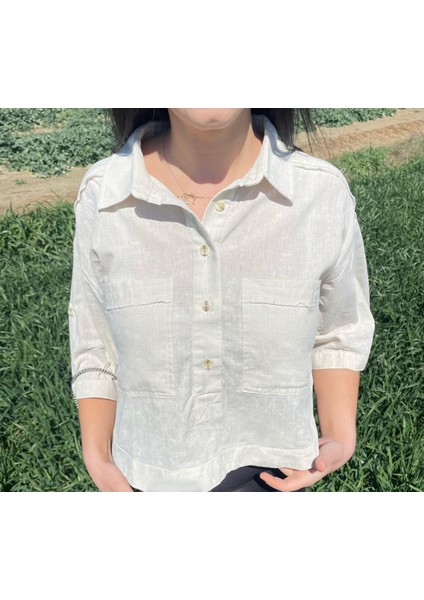 Keten Cutout Detaylı Gömlek modelleri