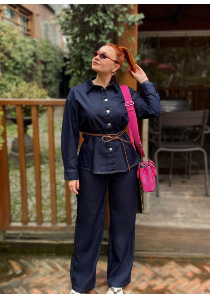Denim Kemerli Alt Üst Takım
