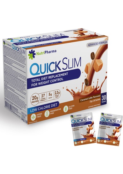 Quick Slim Öğün Yerine Geçen Diyet Shake-30 Sase-Karamel Latte Aromali