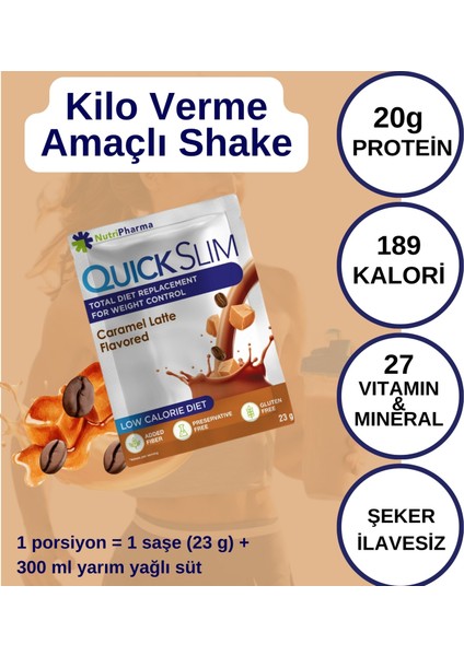 Quick Slim Öğün Yerine Geçen Diyet Shake-30 Sase-Karamel Latte Aromali