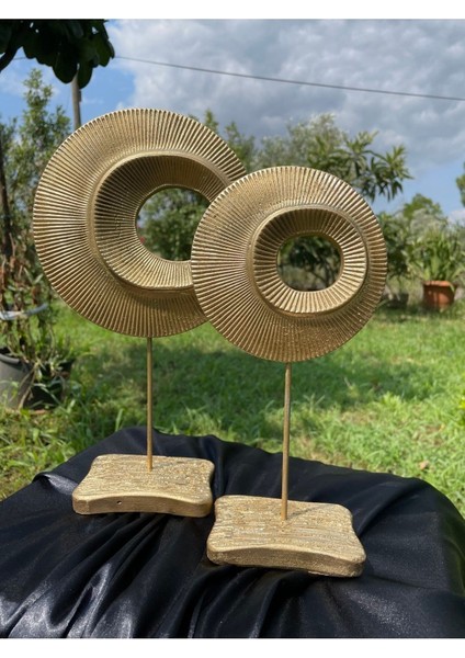 2'li Şık Dekoratif Halka Gold Renk Dekor Obje