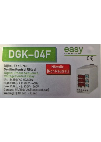 DGK-04F Dijital Faz Sıralı Gerilim Kontrol Rölesi Nötrsüz fiyatları