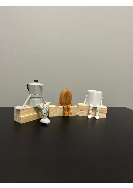 Kahve Köşesi Sevimli Biblo Seti 3lü, Kahve Çekirdeği, Beyaz Kahve Kupası, Moka Pot, Coffee fırsatları
