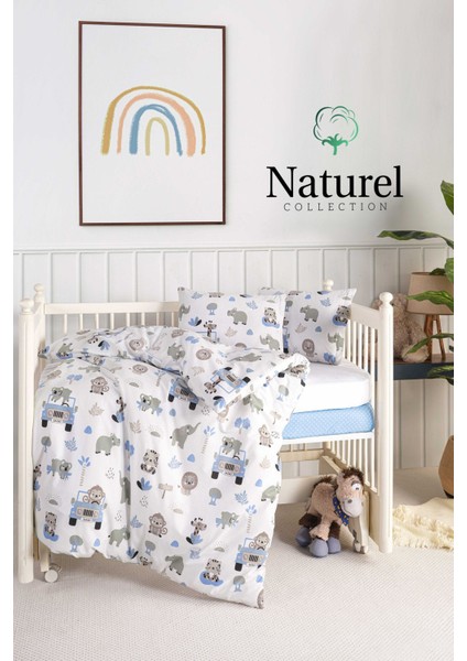 %100 Pamuklu Bebek Nevresim Takımı (Alezli) 5 Parça Kutulu Set 100X150 cm