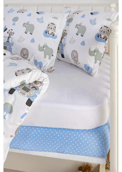 %100 Pamuklu Bebek Nevresim Takımı (Alezli) 5 Parça Kutulu Set 100X150 cm