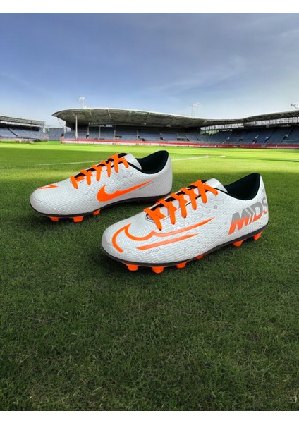 001 Erkek Çocuk Krampon Futbol Ayakkabısı Beyaz - Oranj fırsatları