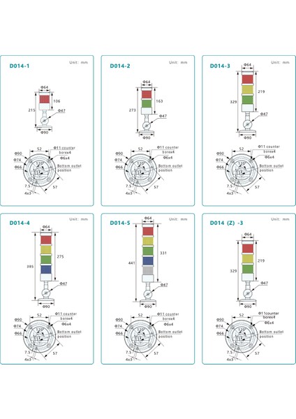 D014-1B 24V Dc Buzzer Tek Renk Ikaz Lambası