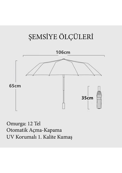 Ahşap Saplı 12 Telli Şemsiye