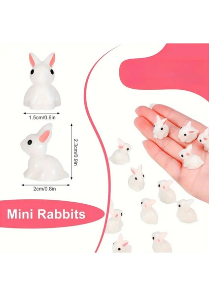 3'lü Mini Tavşan Set Teraryum Obje Sukulent Teraryum Süs Saksı Süs Minyatür Obje modelleri