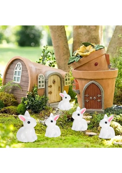 3'lü Mini Tavşan Set Teraryum Obje Sukulent Teraryum Süs Saksı Süs Minyatür Obje indirimleri