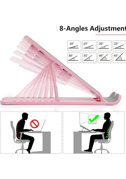 7 Kademeli Kaymaz, Hafif ve Taşınabilir Leptop Standı Ayarlanabilir Ergonomik Laptop Standı