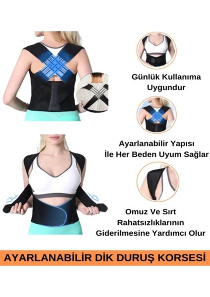 Ayarlanabilir Dik Duruş Korsesi Ofis Ev Spor Kemeri Omurga Duruş Oturma Korsesi Sırt Postür Kemeri