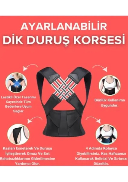 Ayarlanabilir Dik Duruş Korsesi Ofis Ev Spor Kemeri Omurga Duruş Oturma Korsesi Sırt Postür Kemeri