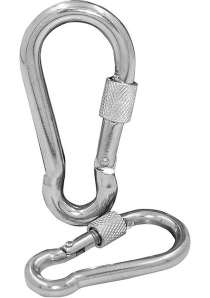 Büro Iş Güvenliği Için 2adet 4x40mm Kilitli Galvaniz Çelik Karabina Seti