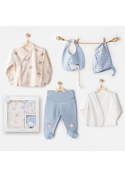 Andywawa AC25910 Newborn Set Dino 5'li Hastane Çıkışı Beige