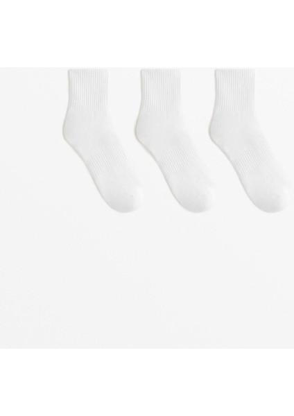 6'lı Pamuklu Dikişsiz Boğazı Lastik Örgülü Triko Spor (Bilek Üstü Patik) Çorabı