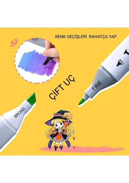 Çift Uçlu Marker Kalem Seti 48 Li Özel Plastik Kutulu