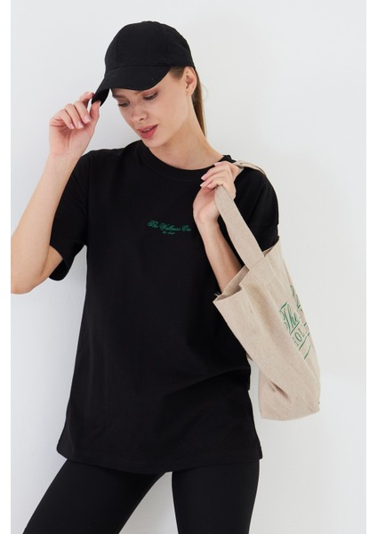 The Wellness Era Baskılı %100 Pamuk Oversize Kadın Tişört