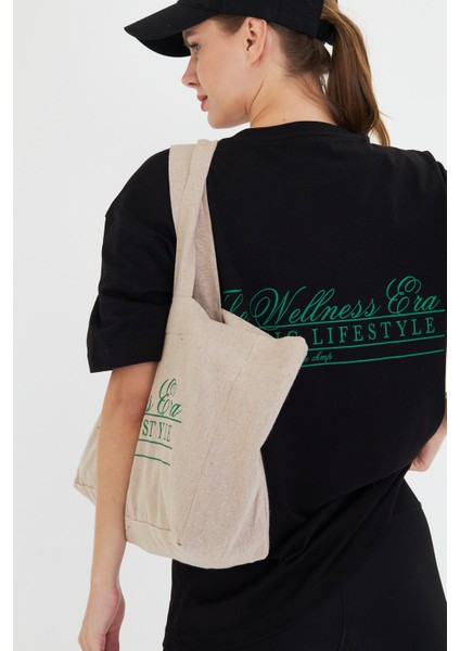 The Wellness Era Baskılı %100 Pamuk Oversize Kadın Tişört modelleri